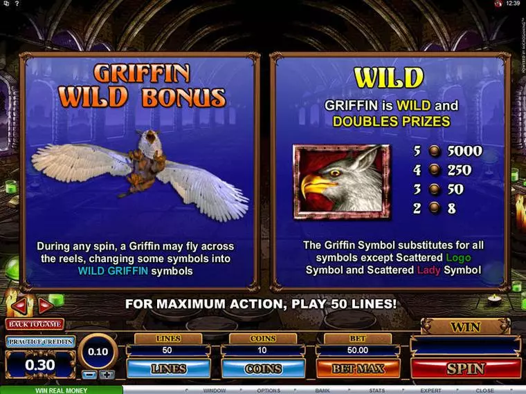  Bonus 1 at Great Griffin 5 Reel Mobile Real Slot created by Microgaming