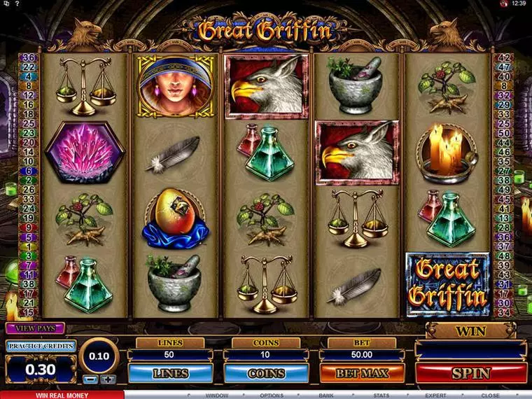  Main Screen Reels at Great Griffin 5 Reel Mobile Real Slot created by Microgaming