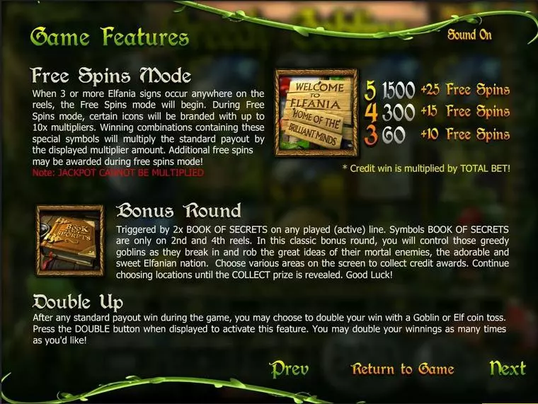  Info and Rules at Greedy Goblins 5 Reel Mobile Real Slot created by BetSoft