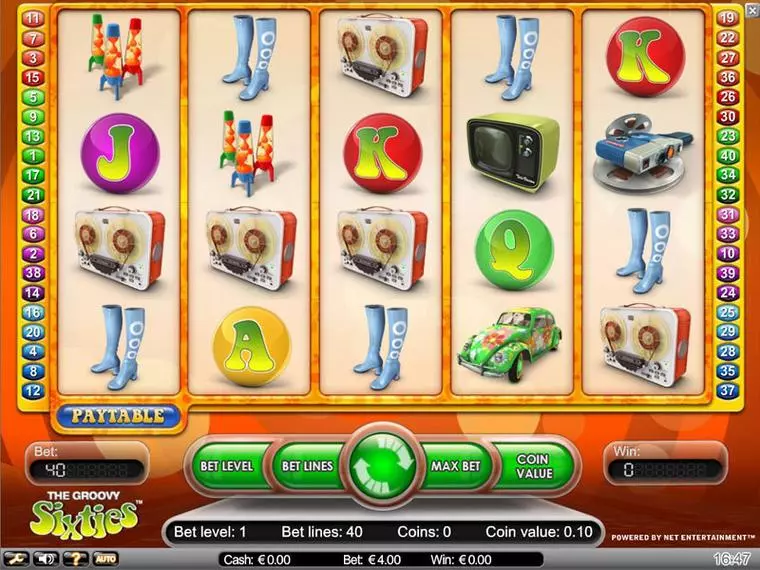  Main Screen Reels at Groovy Sixties 5 Reel Mobile Real Slot created by NetEnt