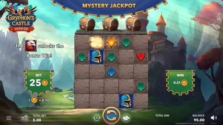  Main Screen Reels at Gryphon's Castle Rush 25 5 Reel Mobile Real Slot created by Mascot Gaming