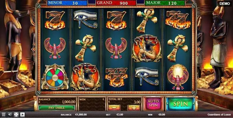  Main Screen Reels at Guardians of Luxor 5 Reel Mobile Real Slot created by Red Rake Gaming