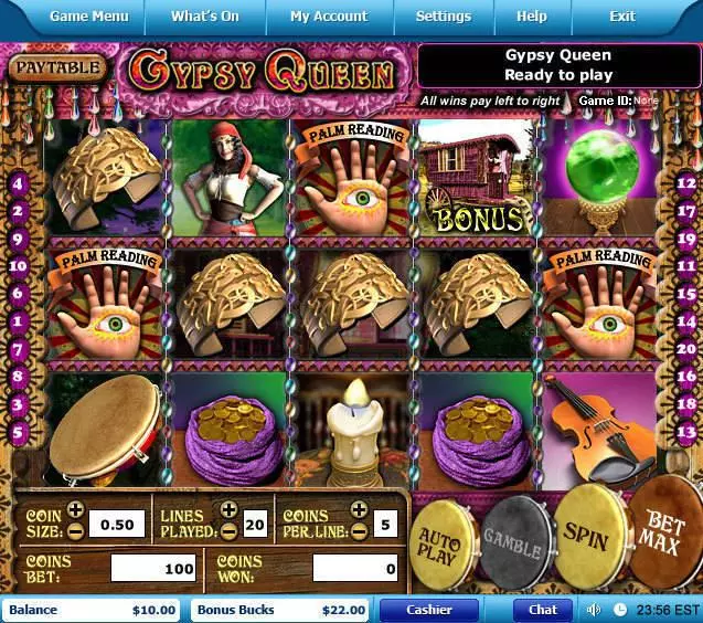  Main Screen Reels at Gypsy Queen 5 Reel Mobile Real Slot created by Leap Frog