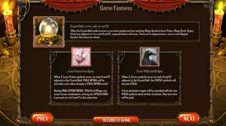  Info and Rules at Gypsy Rose 5 Reel Mobile Real Slot created by BetSoft