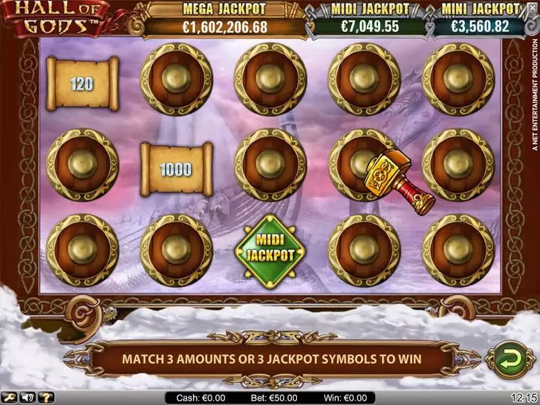  Bonus 1 at Hall of Gods 5 Reel Mobile Real Slot created by NetEnt