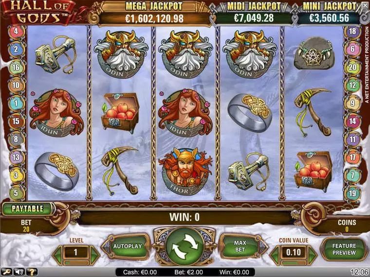  Main Screen Reels at Hall of Gods 5 Reel Mobile Real Slot created by NetEnt