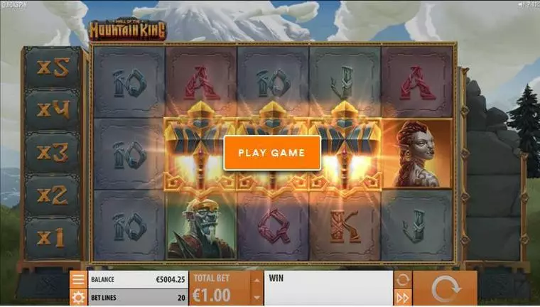  Bonus 1 at Hall of the Mountain King 5 Reel Mobile Real Slot created by Quickspin