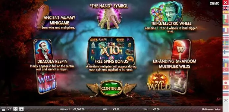  Info and Rules at Halloween Wins 5 Reel Mobile Real Slot created by Red Rake Gaming