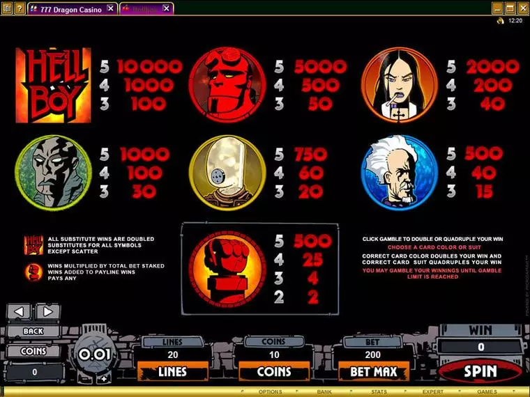  Info and Rules at Hellboy 5 Reel Mobile Real Slot created by Microgaming