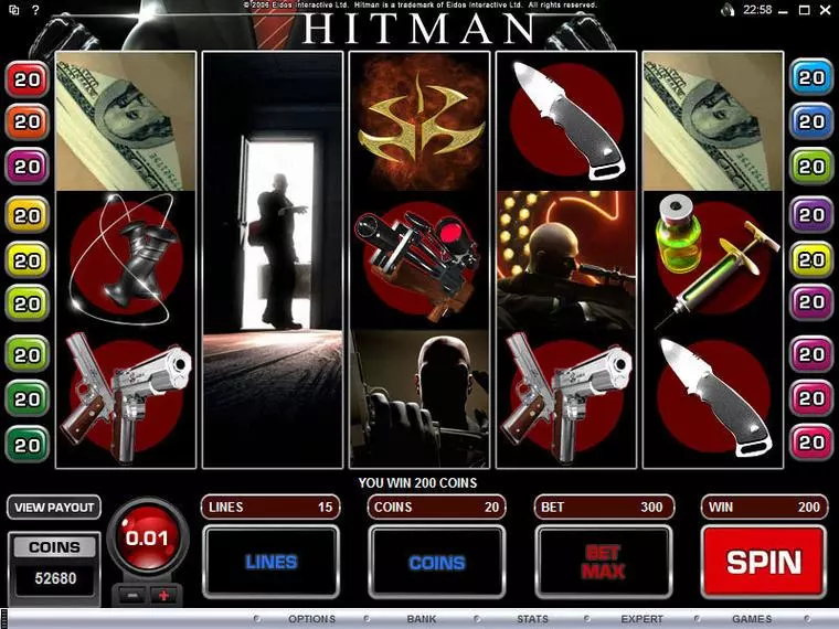  Main Screen Reels at Hitman 5 Reel Mobile Real Slot created by Microgaming