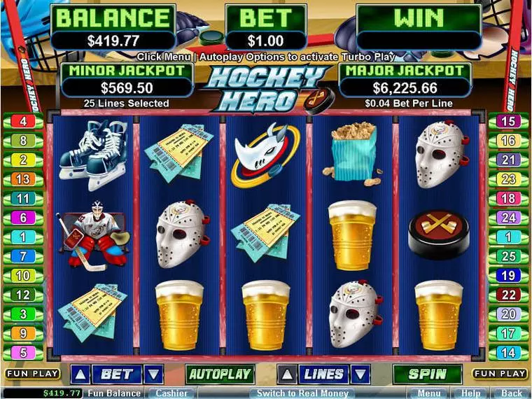  Main Screen Reels at Hockey Hero 5 Reel Mobile Real Slot created by RTG