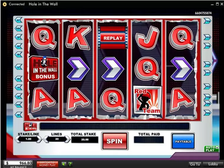  Main Screen Reels at Hole In The Wall 5 Reel Mobile Real Slot created by OpenBet