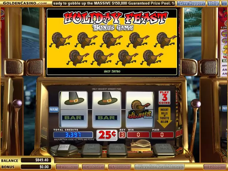  Bonus 1 at Holiday Feast 3 Reel Mobile Real Slot created by Vegas Technology