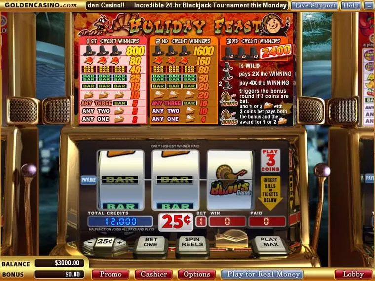  Main Screen Reels at Holiday Feast 3 Reel Mobile Real Slot created by Vegas Technology