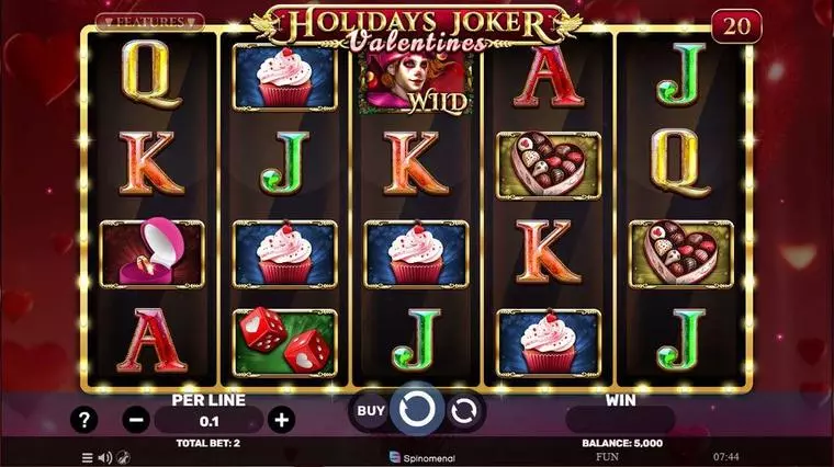  Main Screen Reels at Holidays Joker – Valentines 5 Reel Mobile Real Slot created by Spinomenal