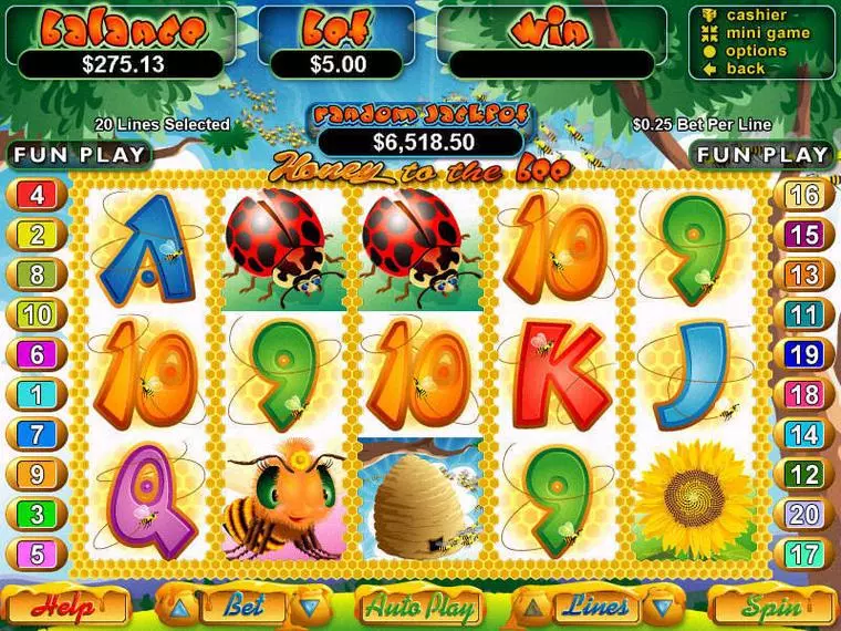  Main Screen Reels at Honey to the Bee 5 Reel Mobile Real Slot created by RTG