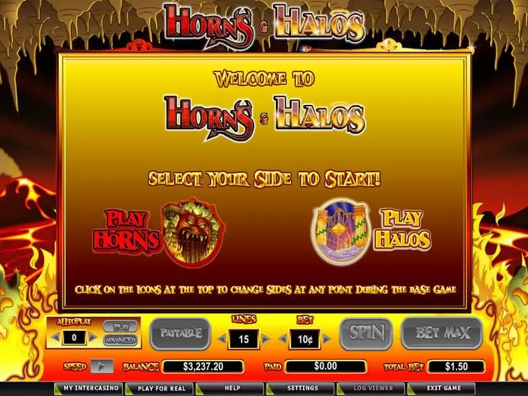  Bonus 1 at Horns and Halos 6 Reel Mobile Real Slot created by CryptoLogic