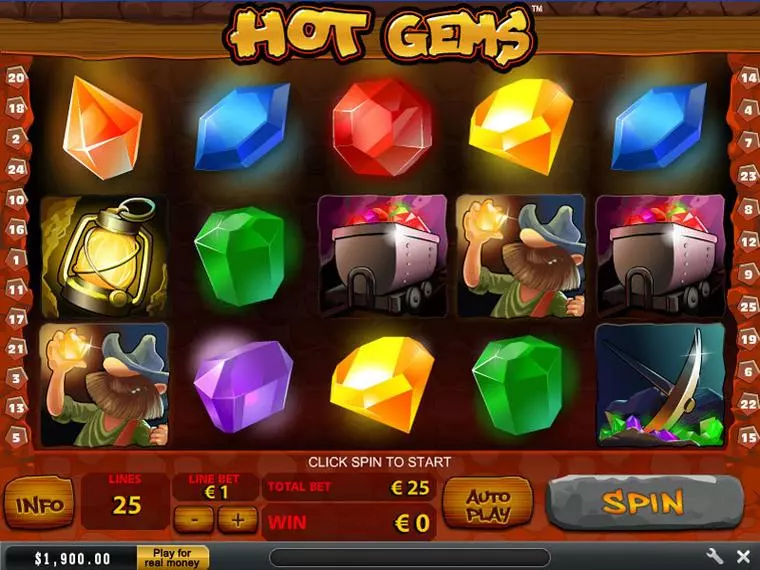  Main Screen Reels at Hot Gems 5 Reel Mobile Real Slot created by PlayTech