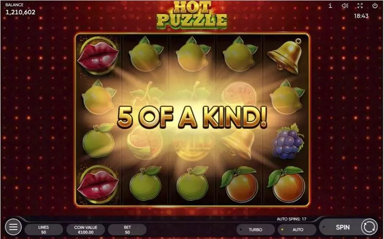  Winning Screenshot at Hot Puzzle 5 Reel Mobile Real Slot created by Endorphina
