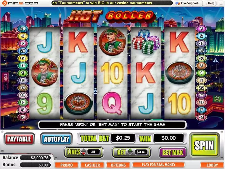 Main Screen Reels at Hot Roller 5 Reel Mobile Real Slot created by Vegas Technology