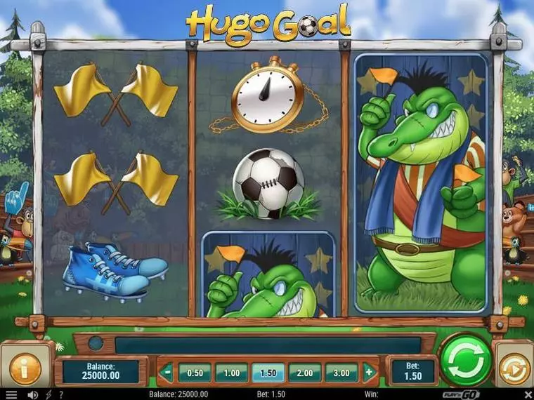  Main Screen Reels at Hugo Goal 3 Reel Mobile Real Slot created by Play'n GO