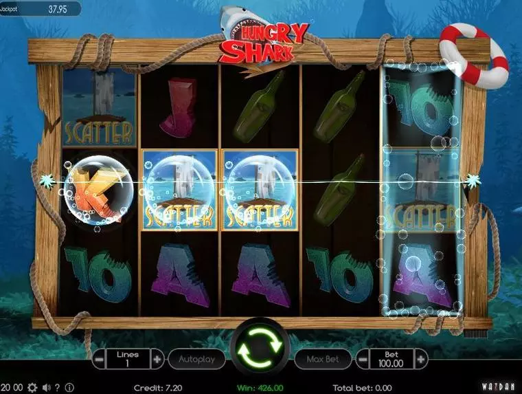  Main Screen Reels at Hungry Shark 5 Reel Mobile Real Slot created by Wazdan