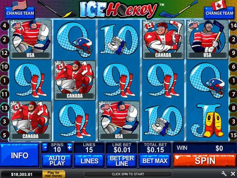  Main Screen Reels at Ice Hockey 5 Reel Mobile Real Slot created by PlayTech