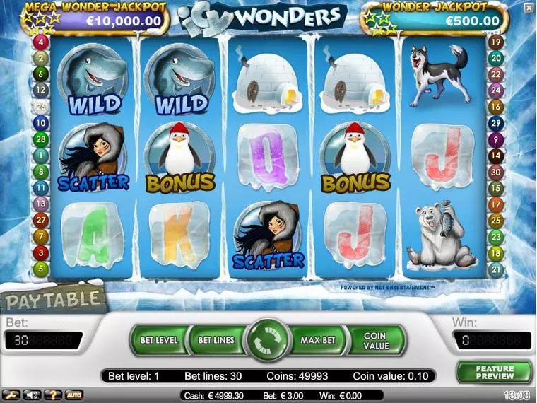  Main Screen Reels at Icy Wonders 5 Reel Mobile Real Slot created by NetEnt