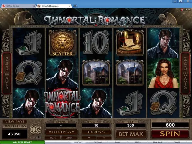  Main Screen Reels at Immortal Romance 5 Reel Mobile Real Slot created by Microgaming