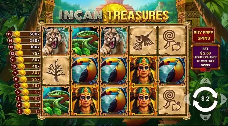  Main Screen Reels at Incan Treasures 5 Reel Mobile Real Slot created by Wizard Games