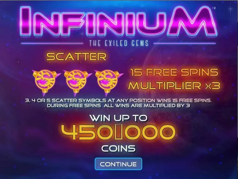  Info and Rules at Infinium 5 Reel Mobile Real Slot created by Zeus Play