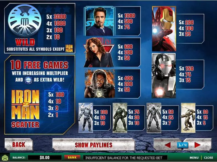  Info and Rules at Iron Man 2 5 Reel Mobile Real Slot created by PlayTech