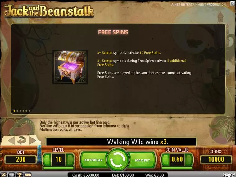  Bonus 2 at Jack and the Beanstalk 5 Reel Mobile Real Slot created by NetEnt