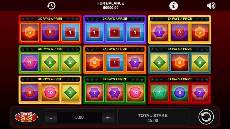  Main Screen Reels at Jackpot 3X3 3 Reel Mobile Real Slot created by 1x2 Gaming