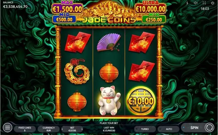  Main Screen Reels at Jade Coins 3 Reel Mobile Real Slot created by Endorphina