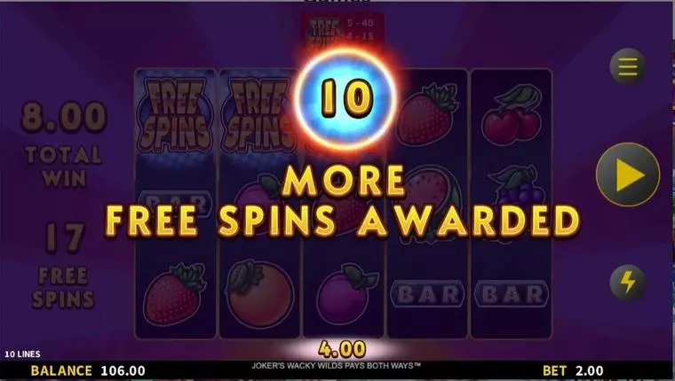  Free Spins Feature at Jocker's Wacky Wilds 5 Reel Mobile Real Slot created by Gold Coin Studios