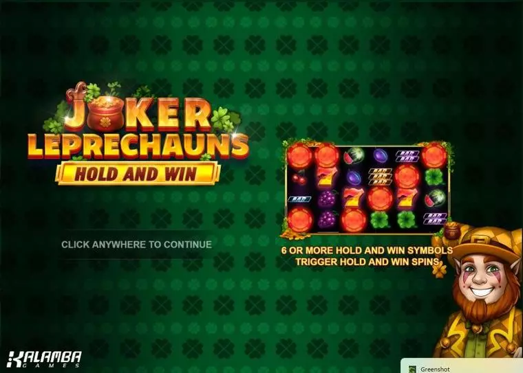  Introduction Screen at Joker Leprechauns Hold and Win 6 Reel Mobile Real Slot created by Kalamba Games