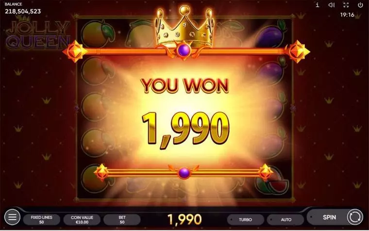  Winning Screenshot at Jolly Queen 5 Reel Mobile Real Slot created by Endorphina