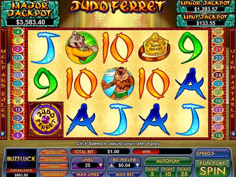  Main Screen Reels at Judo Ferret 5 Reel Mobile Real Slot created by NuWorks