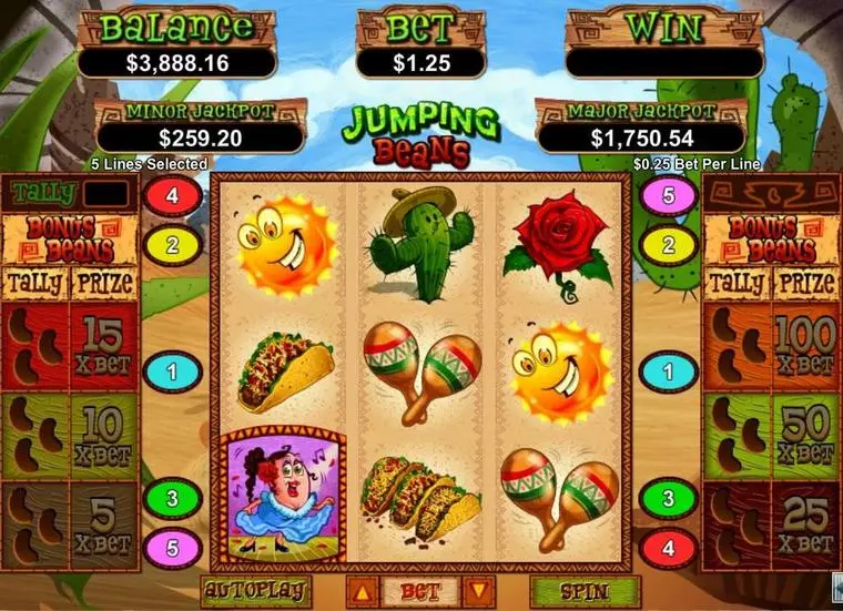  Main Screen Reels at Jumping Beans 3 Reel Mobile Real Slot created by RTG