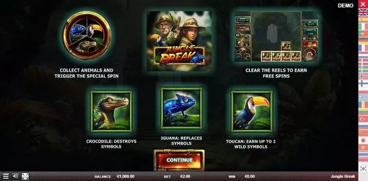  Info and Rules at Jungle Break 5 Reel Mobile Real Slot created by Red Rake Gaming