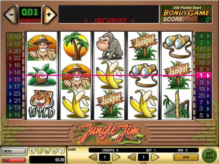  Main Screen Reels at Jungle Jim 5 Reel Mobile Real Slot created by GTECH