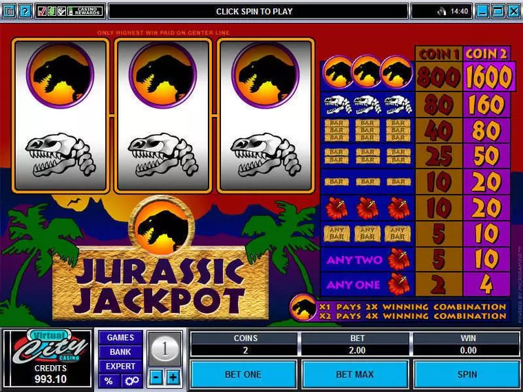  Main Screen Reels at Jurassic Jackpot 3 Reel Mobile Real Slot created by Microgaming