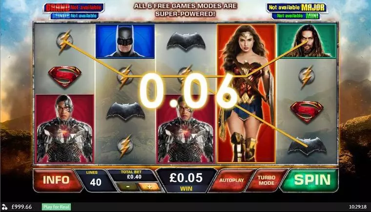 Main Screen Reels at Justice League 5 Reel Mobile Real Slot created by PlayTech