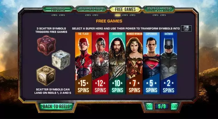  Bonus 1 at Justice League 5 Reel Mobile Real Slot created by PlayTech