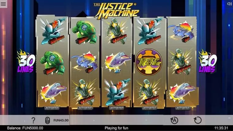  Main Screen Reels at Justice Machine 5 Reel Mobile Real Slot created by 1x2 Gaming