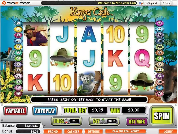  Main Screen Reels at Kanga Cash 5 Reel Mobile Real Slot created by Vegas Technology