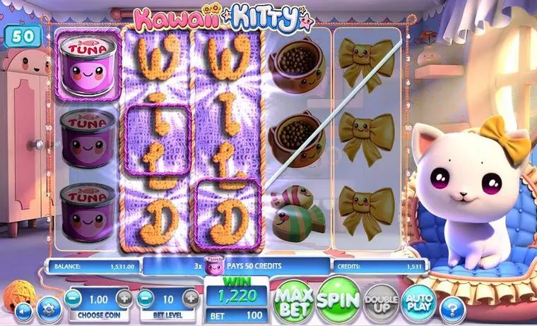  Introduction Screen at Kawaii Kitty 5 Reel Mobile Real Slot created by BetSoft