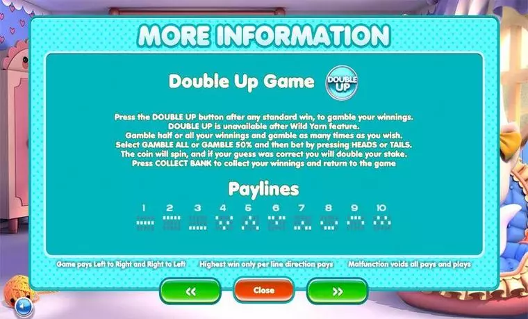  Info and Rules at Kawaii Kitty 5 Reel Mobile Real Slot created by BetSoft