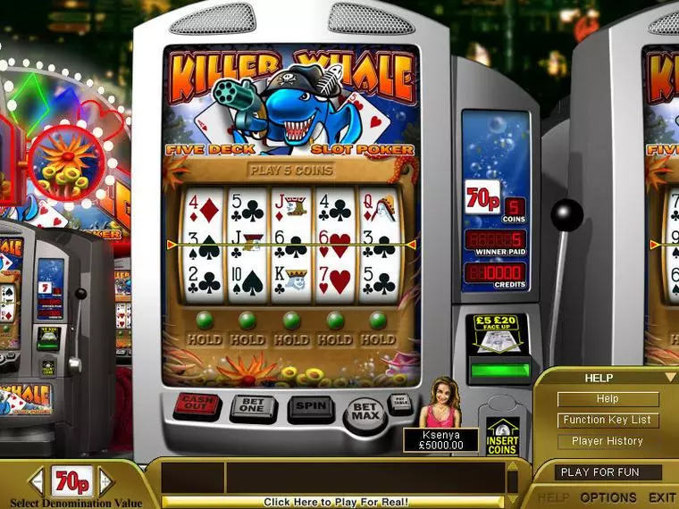  Main Screen Reels at Killer Whale Poker 5 Reel Mobile Real Slot created by Boss Media
